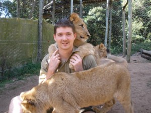 Cameron with the lion